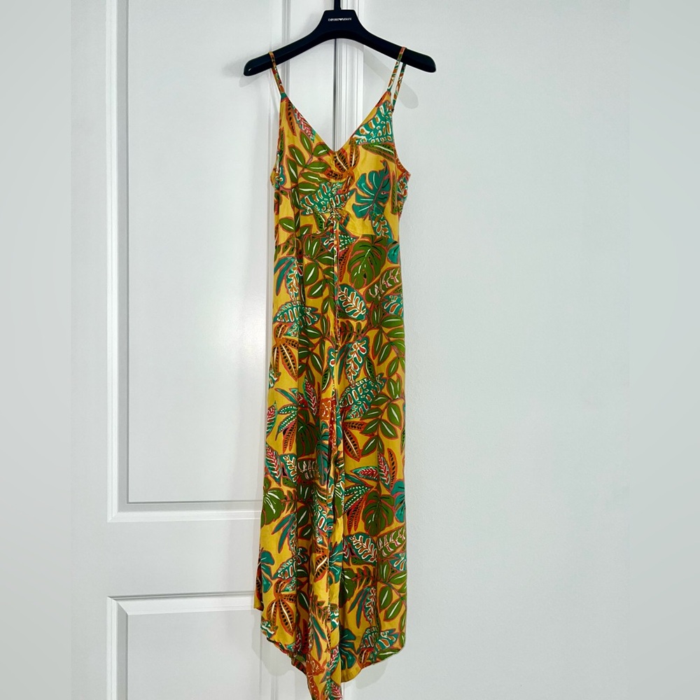 Japna mustard and Green Tropical Jumpsuit size L